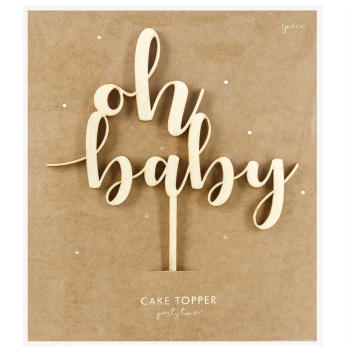 Cake Topper - oh baby - Wood